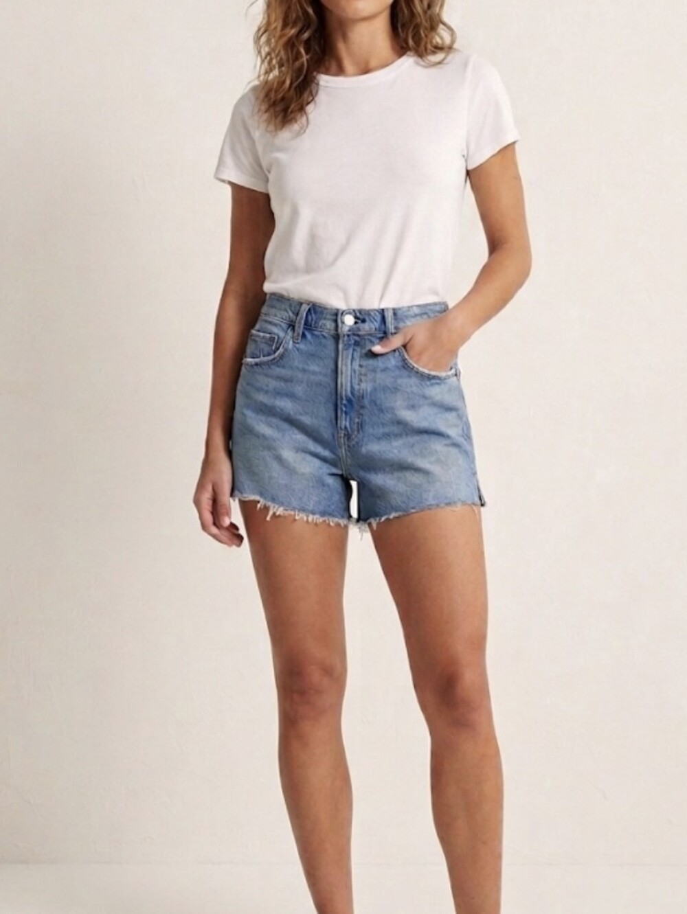 NWT Abercrombie & Fitch The Mom Short High Rise Denim Shorts Med Wash 32 / 14